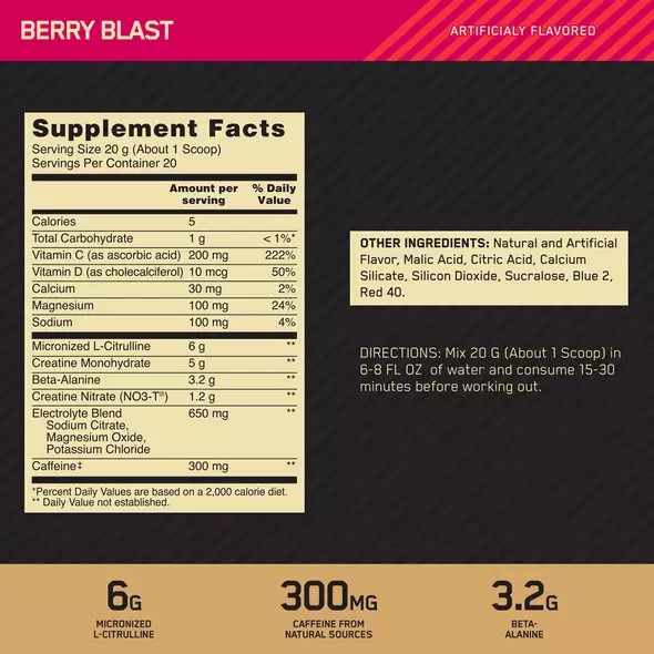 Optimum Nutrition GOLD STANDARD® Pre Advanced Berry Blast 0.88 lb (20 Servings) Brasil | OL5146392