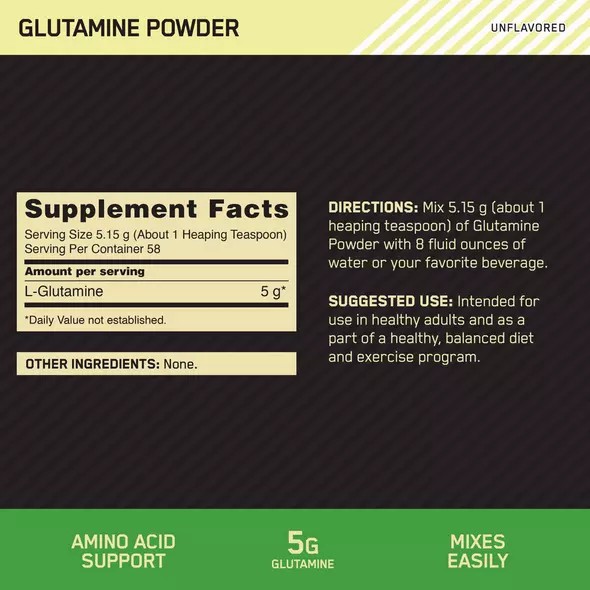 Optimum Nutrition Glutamine Powder 0.66 lb (58 Servings) Brasil | EP0632581